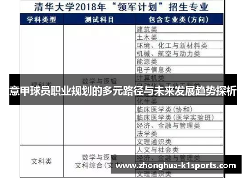 意甲球员职业规划的多元路径与未来发展趋势探析 意甲球员职业规划的多元路径与未来发展趋势探析