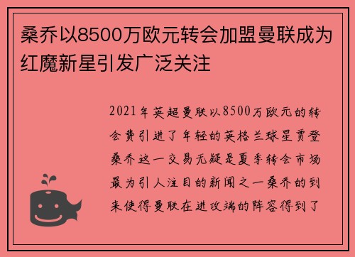 桑乔以8500万欧元转会加盟曼联成为红魔新星引发广泛关注